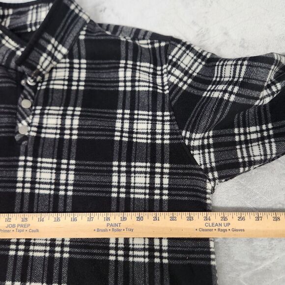 Smith's Workwear Men's Long Sleeve Checked Henley XL Black Plaid - Picture 5 of 12